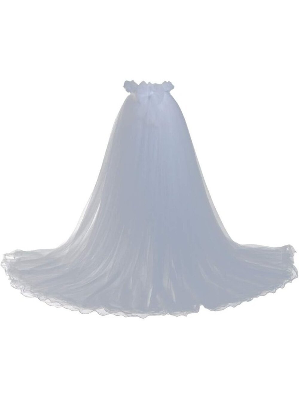 Women's White 5 Layers Tulle Tutu Long Train Cocktail Prom Mesh Maxi Dress